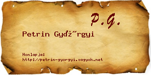 Petrin Györgyi névjegykártya